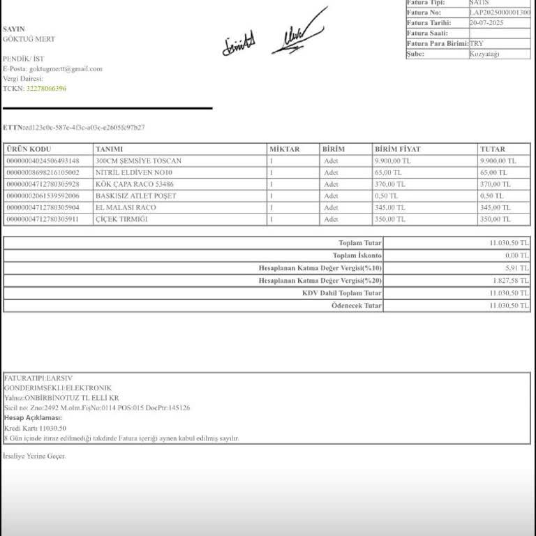 Kullanılamayan Bahçe Şemsiyesi İçin İade Talebi