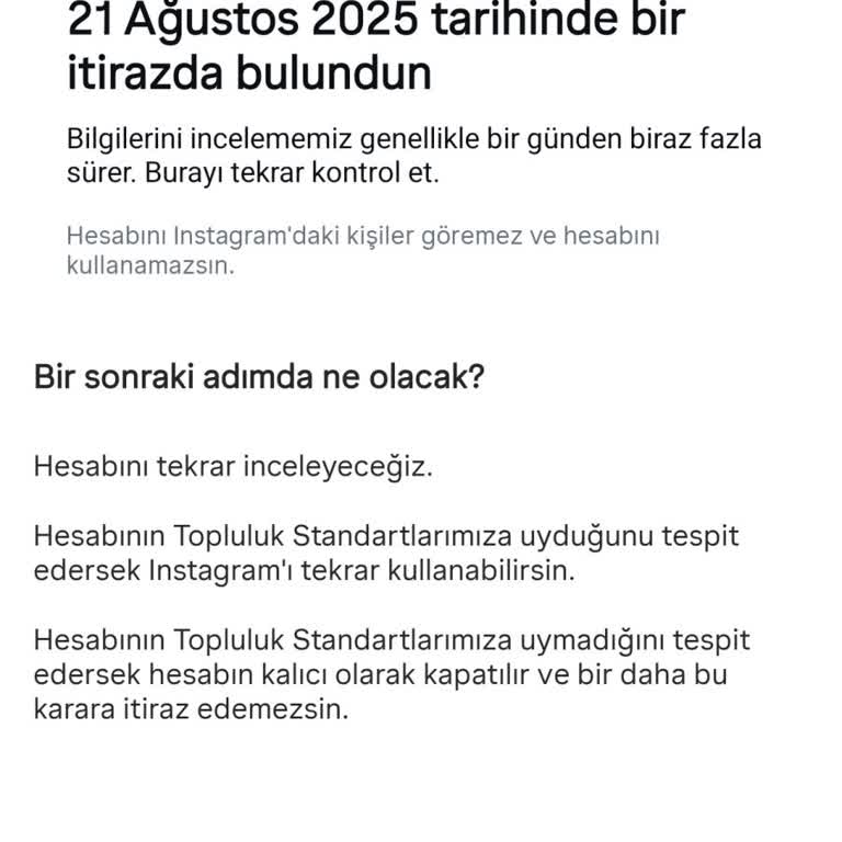 Instagram Hesabım Hiçbir Gerekçe Gösterilmeden Askıya Alındı ve İtirazlarıma Yanıt Alamıyorum