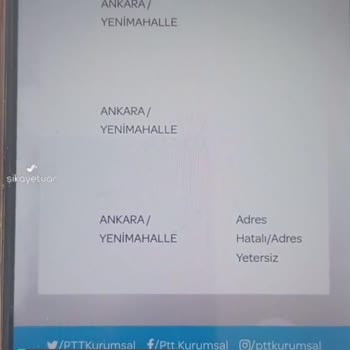 Batı Ankara PTT Kargo Şikayeti