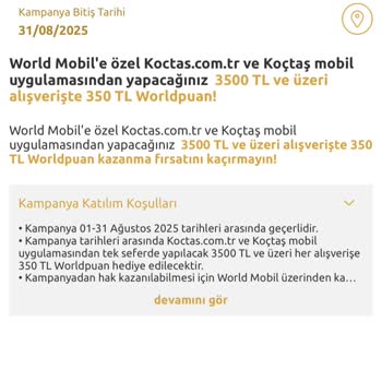 Kampanya Koşulları Sağlanmasına Rağmen Worldpuan Yüklenmedi