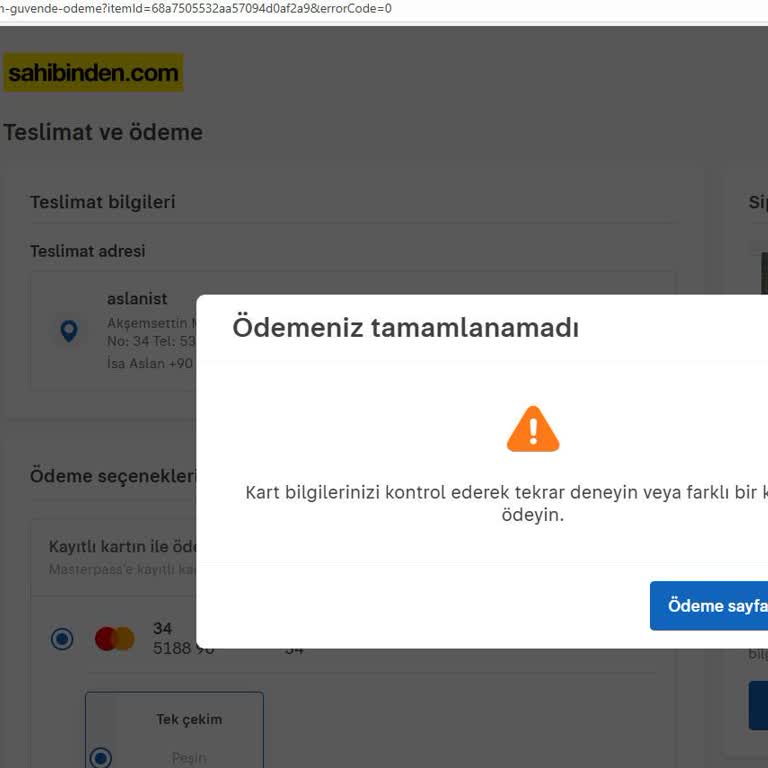 Sahibinden.com’da Kuveyt Türk Sanal Kart İle Ödeme Yapılamıyor, Destekten Yanıt Alınamıyor