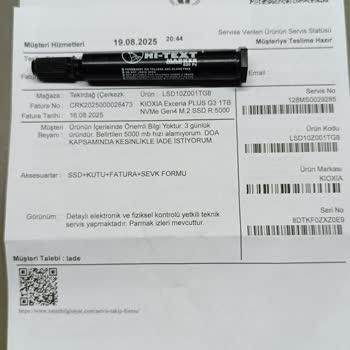 Vaat Edilen SSD Hızlarını Vermeyen Ürün İçin İade Talebim Reddedildi