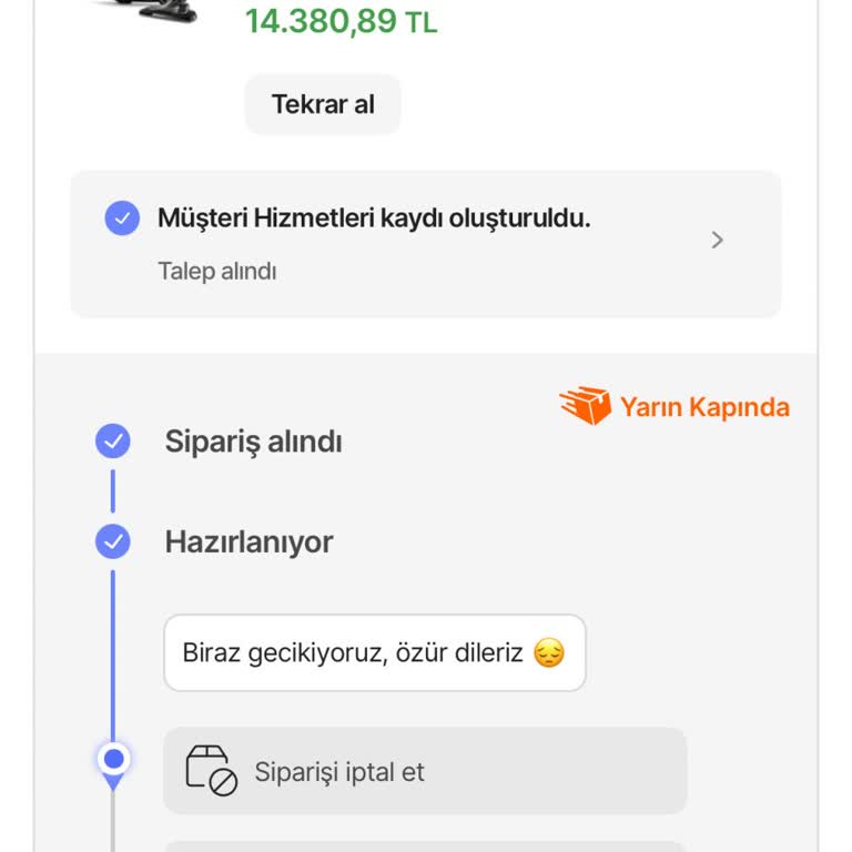 Ertesi Gün Teslimat Seçeneğine Rağmen Süpürgem Kargoya Verilmedi Ve Bilgilendirme Yetersiz