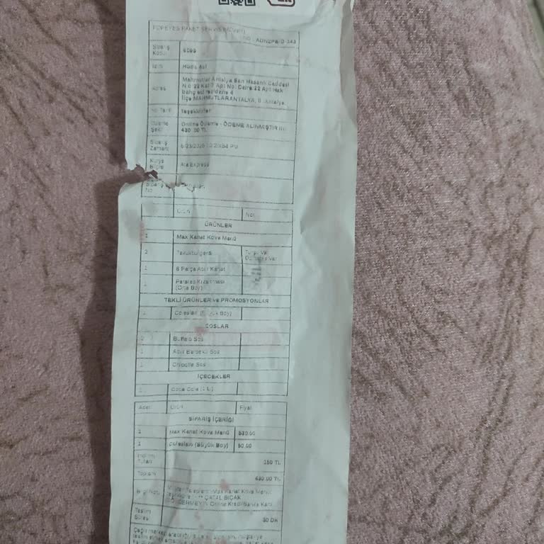 Popeyes Mahmutlar Şubesi Siparişimde Eksik Ve Yanlış Ürün Sorunu Tekrarlanıyor