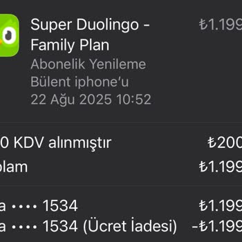 Apple Duolingo Super İadesi Hesabıma Yansımadı