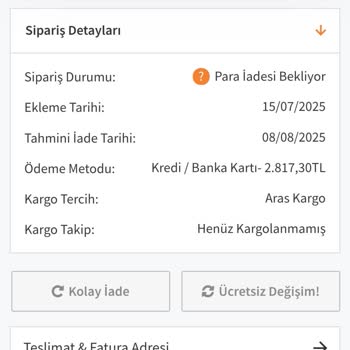 Gizce'den Alınan Ürünlerin Ücret İadesi Yapılmıyor