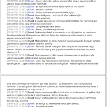 Canlı Destek Personelinin İlgisizliği Ve Kayıp Bonusunun Hesabıma Yansıtılmaması