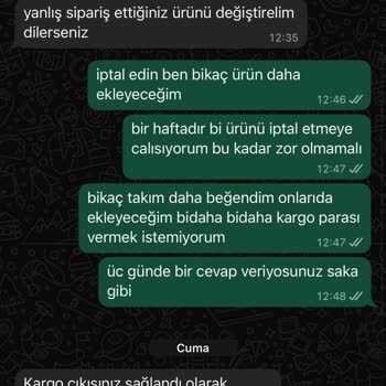 İptal Edilmeyen Sipariş Ve İade Edilmeyen Kargo Ücreti Nedeniyle Mağduriyet