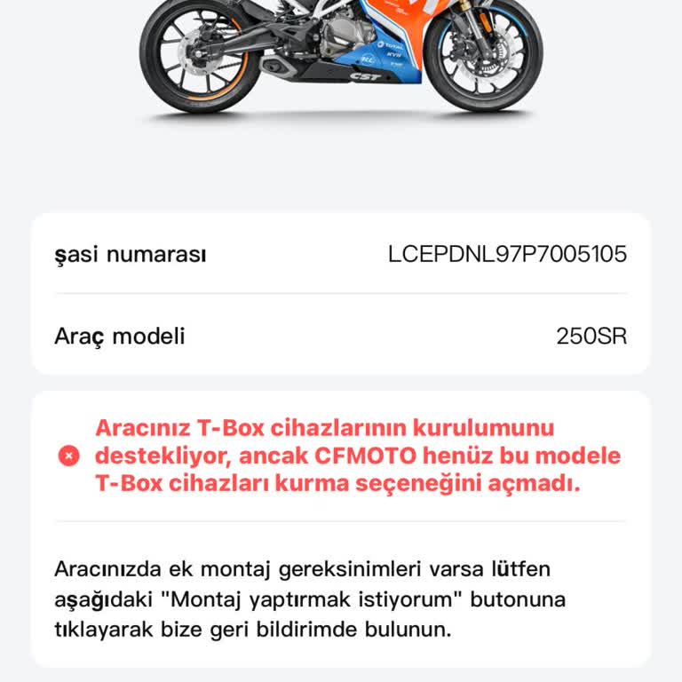 CFMOTO 250SR T-Box Cihazı Sürekli Bağlantı Sorunu Yaşıyor