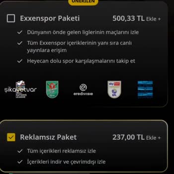 Exxen Paket Ekleme Hatası