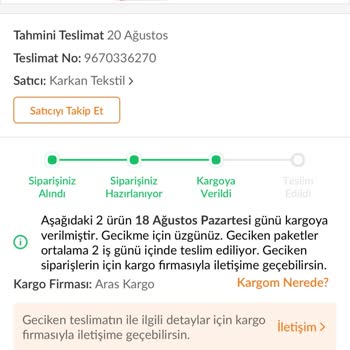 Aras Kargo Siparişim Bir Haftadır Teslim Edilmedi, İade Ve Para İstiyorum