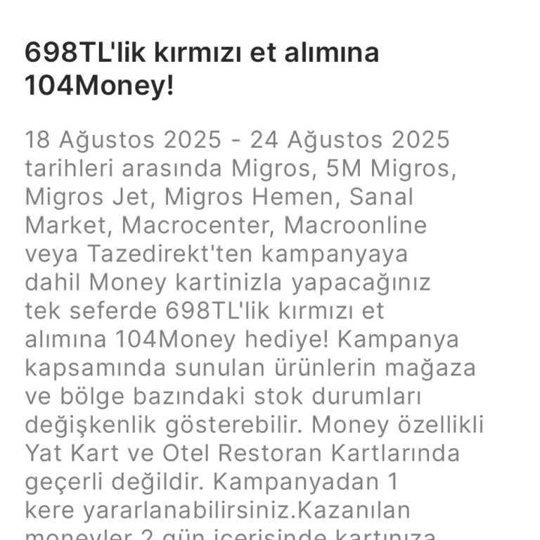 Migros Kampanya Money Puanlarım Tekrar Yüklenmedi, Çözüm Bekliyorum