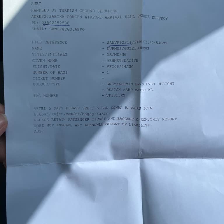 Ajet Uçuşunda Kayıp Bagajım Hala Bulunamadı, Mağduriyetim Giderilmiyor