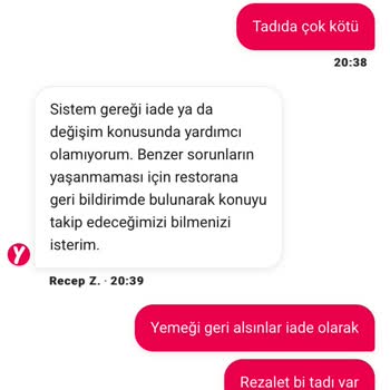 Soğuk Ve Kötü Yemek, Yetersiz Müşteri Hizmeti: Ücret İadesi Talebim Var