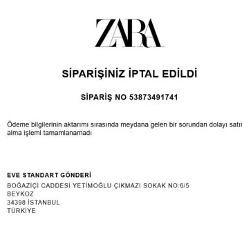 Zara'dan İptal Edilen Siparişin Ücreti İade Edilmiyor, Müşteri Hizmetleri Cevapsız