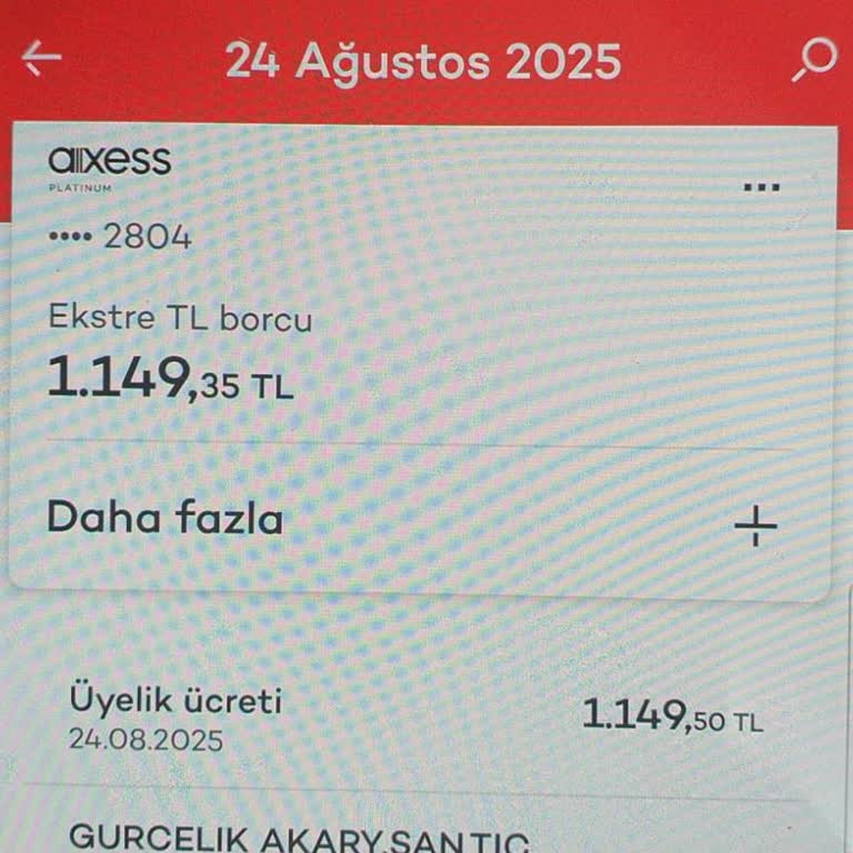 Akbank Axess Platinum Kartıma Haksız Yıllık Üyelik Ücreti Yansıtıldı