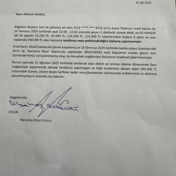 Akbank Kredi Kartımdaki 390.000 TL’lik İzinsiz İşlemler İçin Çözüm Alamıyorum