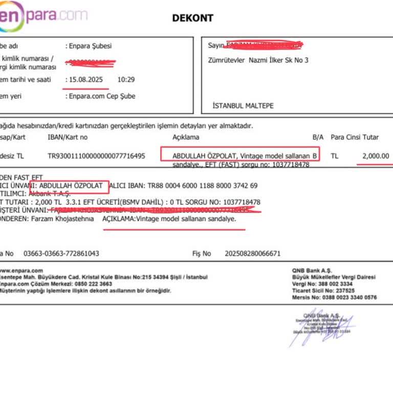 Sipariş Sonrası İletişim Engellendi, Sandalye Teslim Edilmedi Ve Param İade Edilmedi