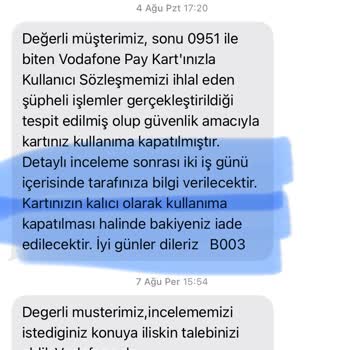 Vodafone Pay Kartımda Haksız İşlem Ücreti Kesildi