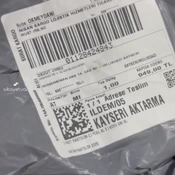 Nisan Kargo Lojistik Hizmetleri Alakasız Ürünler Geldi!