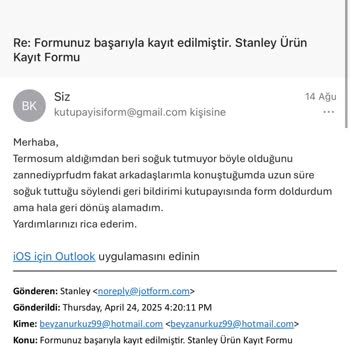 Stanley Termosum Soğuk Tutmuyor ve Garantiye Ulaşamıyorum