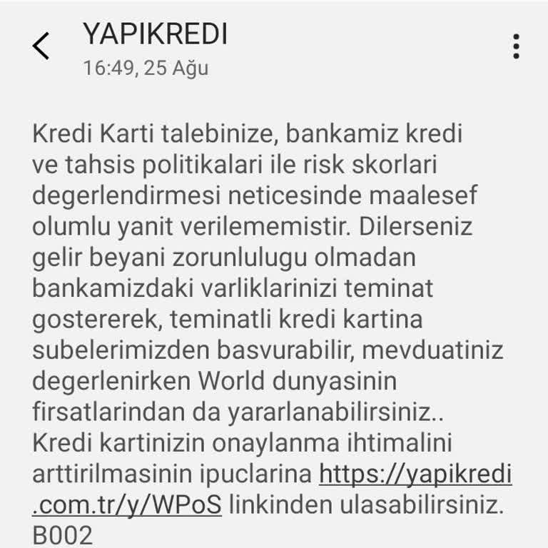 Yapı Kredi Risk Yönetimi Nedeniyle Kredi Kartım İptal Edildi Açıklama Alamıyorum