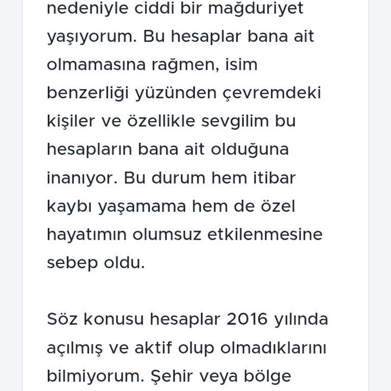 Sahte Hesaplar Nedeniyle İtibar Kaybı Ve Mağduriyet Yaşıyorum: Acil Destek Talebi