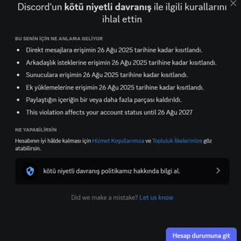 Discord Hesabım Gerekçesiz Olarak Banlandı Ve Açıklama Yapılmadı