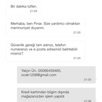 Bilgim Dışında Yapılan Yüksek Tutarli Alışverişe Zara’dan Yetersiz Destek