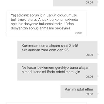 Bilgim Dışında Yapılan Yüksek Tutarli Alışverişe Zara’dan Yetersiz Destek