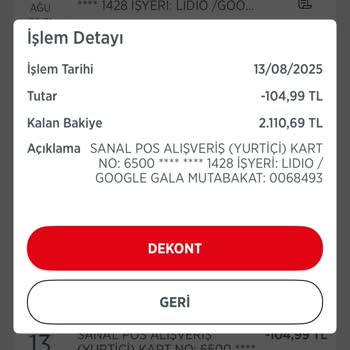 Bilgim Dışında Yapılan İşlem Nedeniyle Kartımdan Çekilen Tutarın İadesini Talep Ediyorum