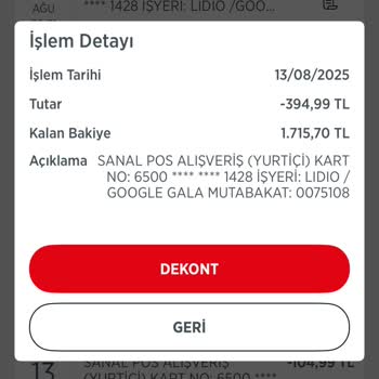 Bilgim Dışında Yapılan İşlem Nedeniyle Kartımdan Çekilen Tutarın İadesini Talep Ediyorum