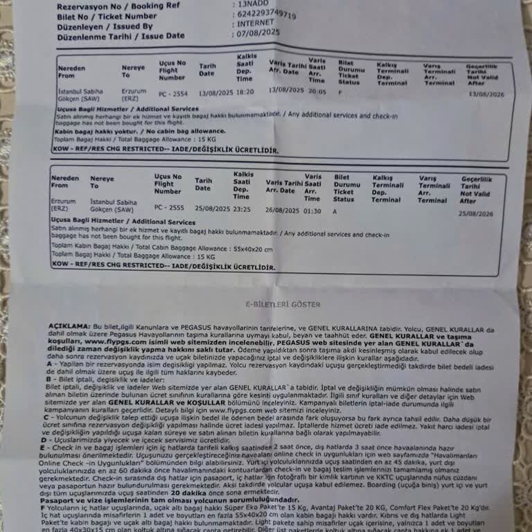 Check-in Sonrası Uçağa Alınmadım, Bilet İadesi Ve Özür Bekliyorum