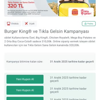 Antalya Havalimanı Burger King Şubesinde Kuponum Kabul Edilmedi