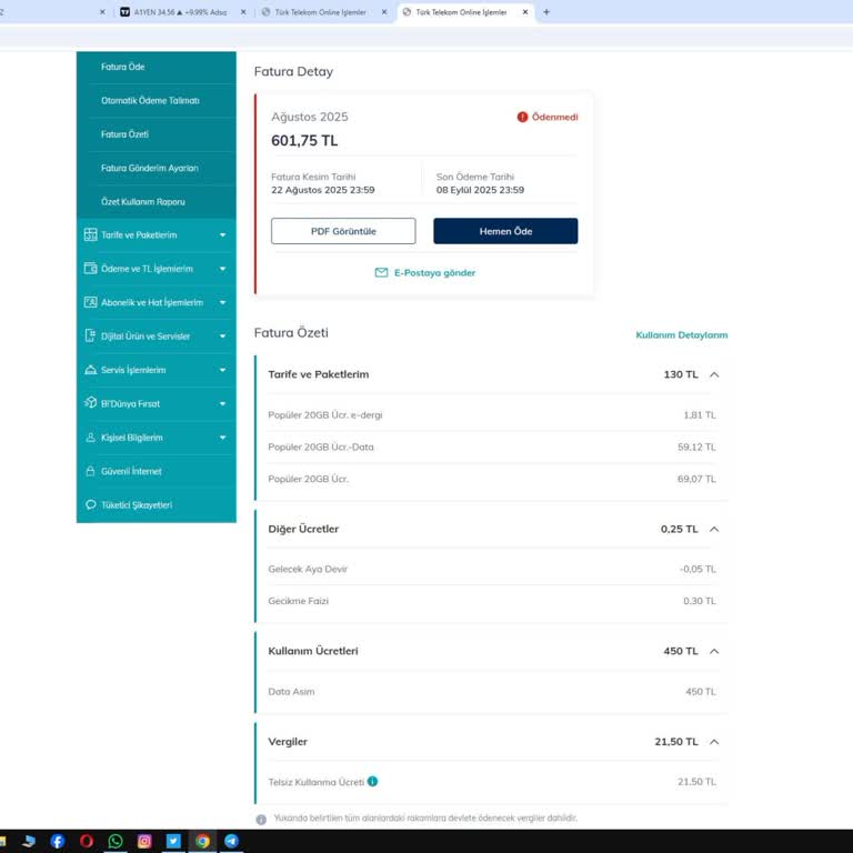 Aşım Ücreti Bilgilendirmesi Yapılmadan Yüksek Fatura Yansıtılması