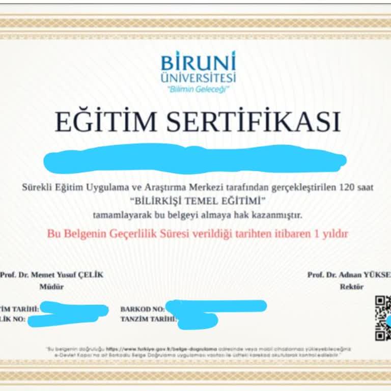 Biruni Üniversitesi'nin Sertifika Geçerlilik Süresini Geriye Dönük Ve Keyfi Olarak Değiştirmesi Nedeniyle Mağduriyet