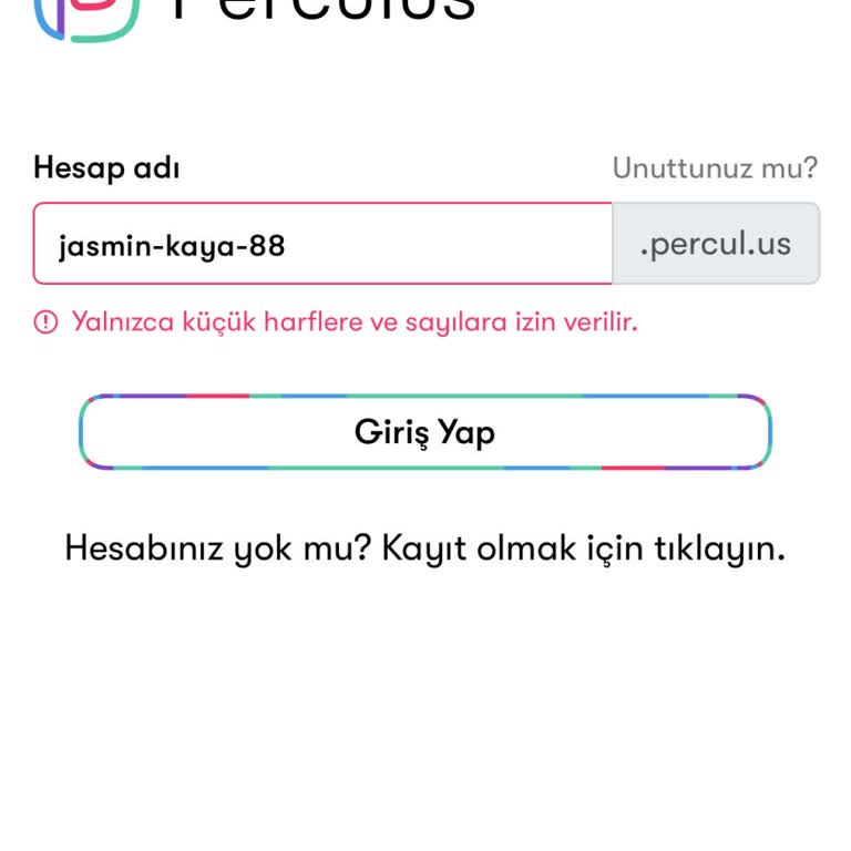 Perculus Hesabıma Giriş Yapamıyorum
