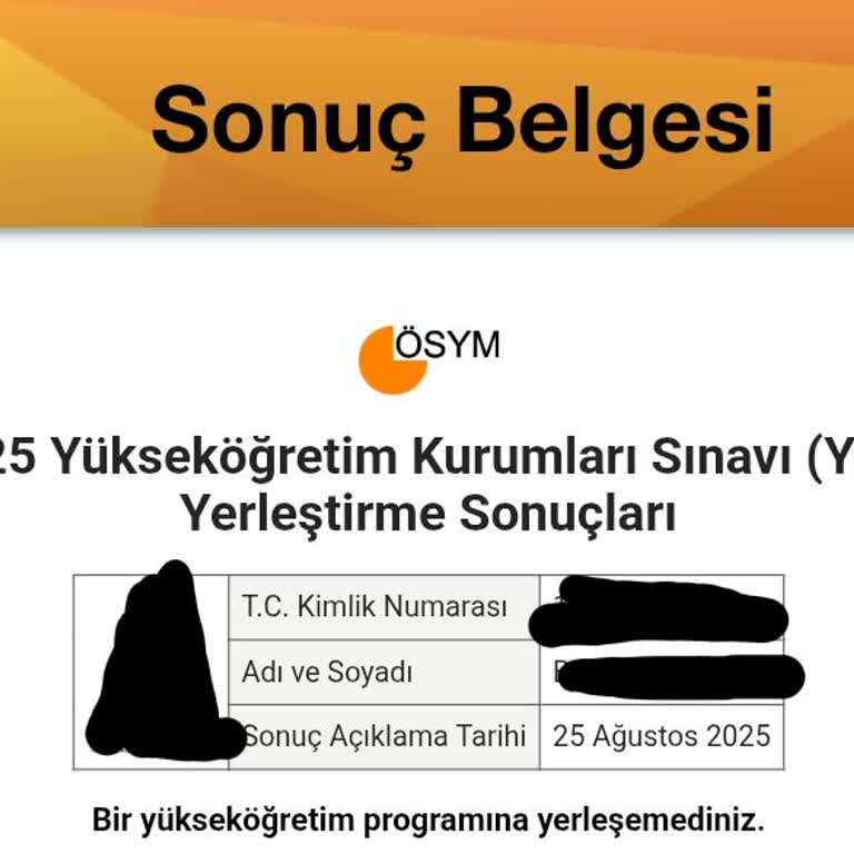 YKS Tercih Sonuçlarında Sıralamama Rağmen Hiçbir Programa Yerleşemedim