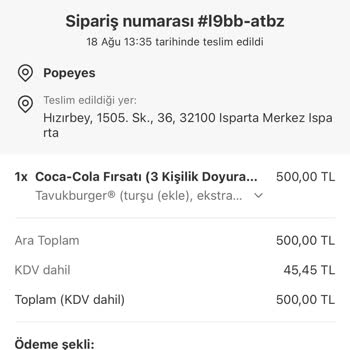 Popeyes'tan Aldığım Tavuk Menüde Hijyen Sorunu Ve Çözüm Eksikliği