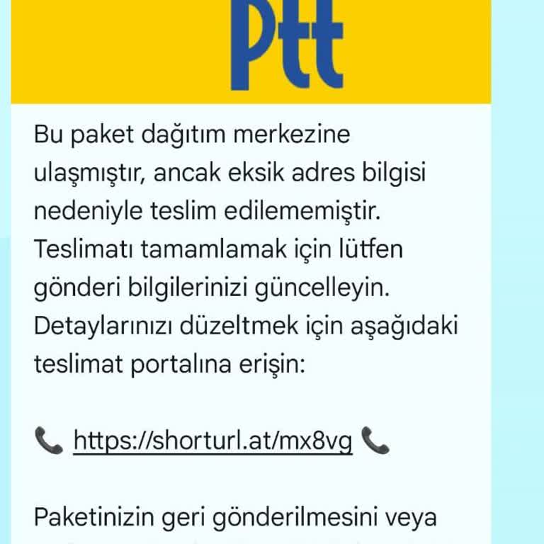 PTT Adına Gelen Sahte Mesajlarla İlgili Şikayet