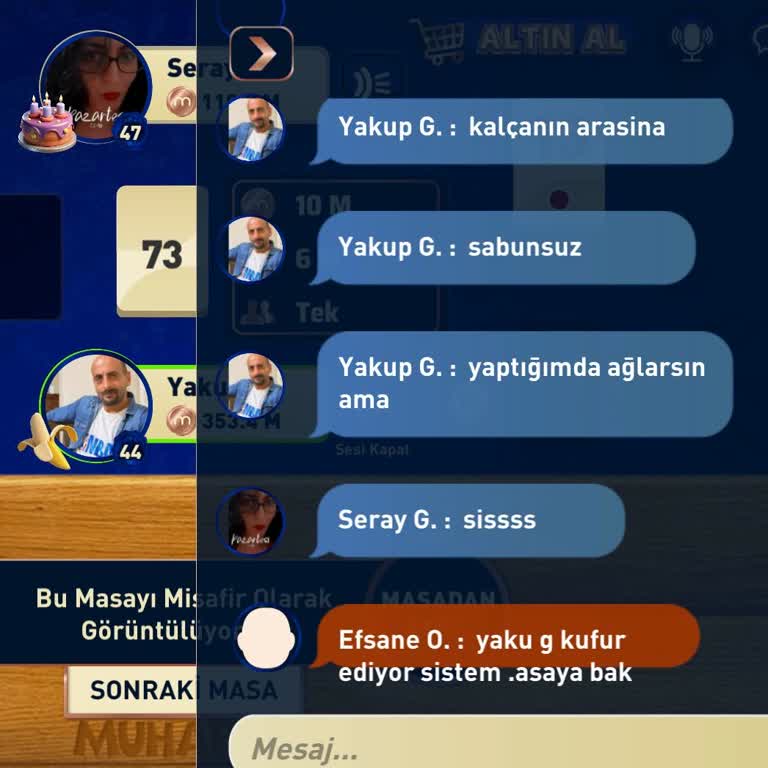 Muhabbet Okey Platformunda Sürekli Hakaret Ve Rahatsız Edici Davranışlar