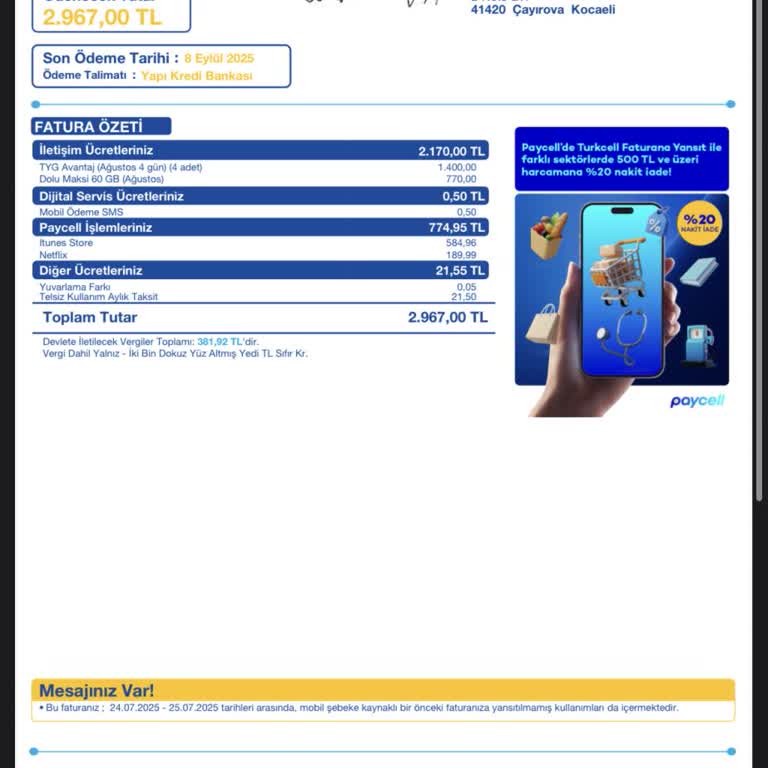 Faturada Onayım Olmadan 1400 TL'lik 'Tyg' Ücreti Şoku