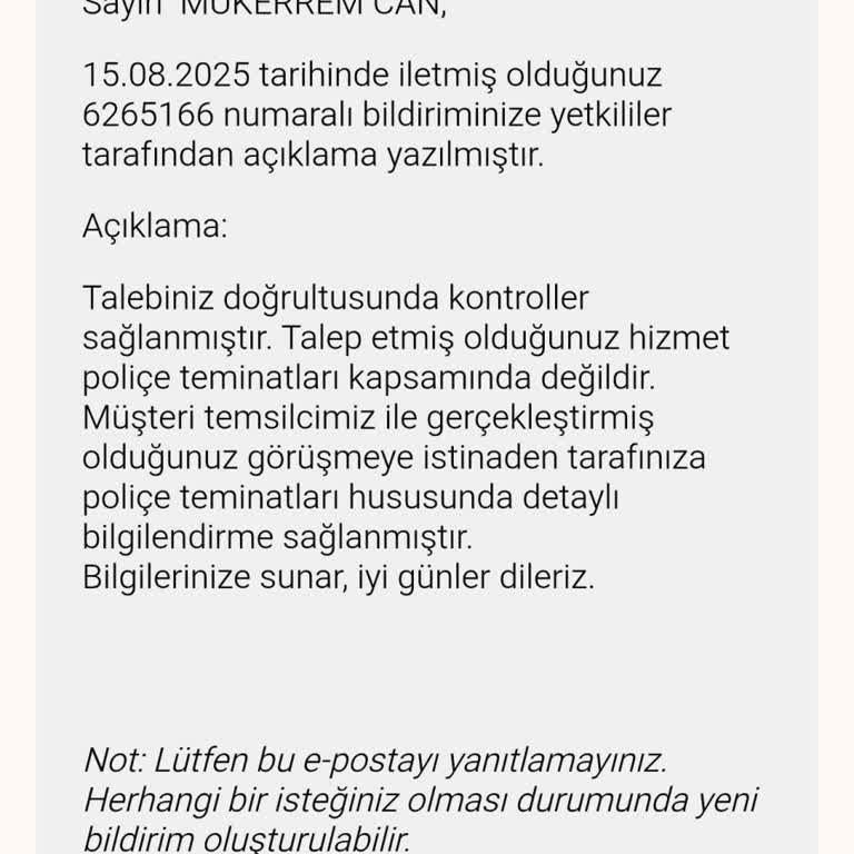 Poliçede Yer Alan Diş Hizmeti Sağlanmıyor, Mağduriyet Yaşıyorum