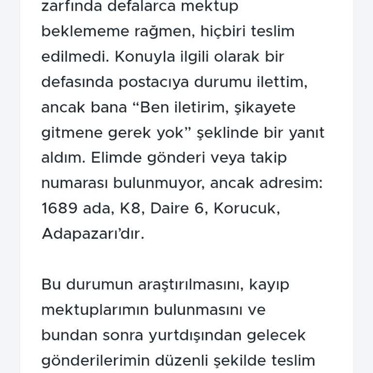 Yıllardır Teslim Edilmeyen Yurt Dışı Mektuplarıma Çözüm Bekliyorum