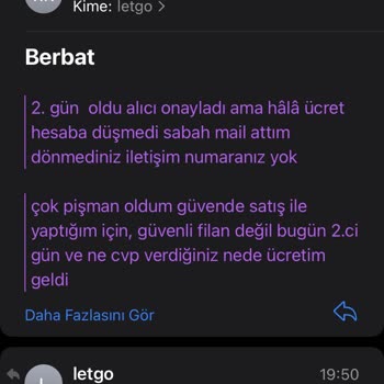 Letgo'da Satış Sonrası Ödeme Gecikmesi Ve Yetersiz İletişim