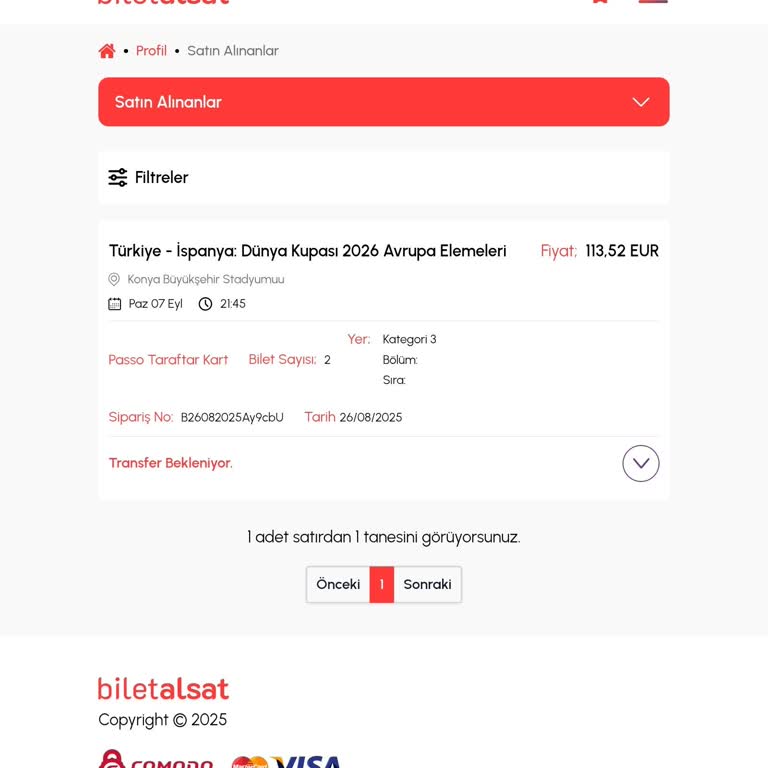 Satın Alınan Maç Bileti Hesabıma Aktarılmadı, Çözüm Bekliyorum