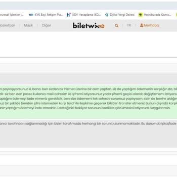 Bilet Transferi Yapılamadı Ücret İadesi Talep Ediyorum