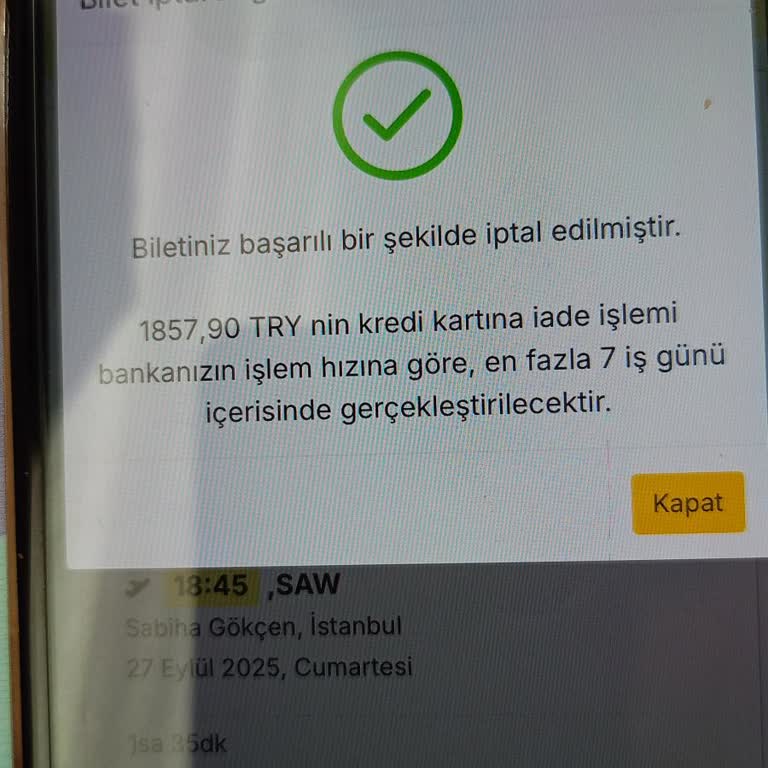 Bilet İptalinde Yüksek Kesintiyle Mağdur Oldum