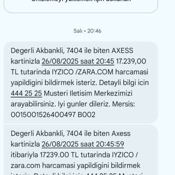 Akbank Kredi Kartımdan İzinsiz Yüksek Tutarlı Alışveriş Ve İade Talebim