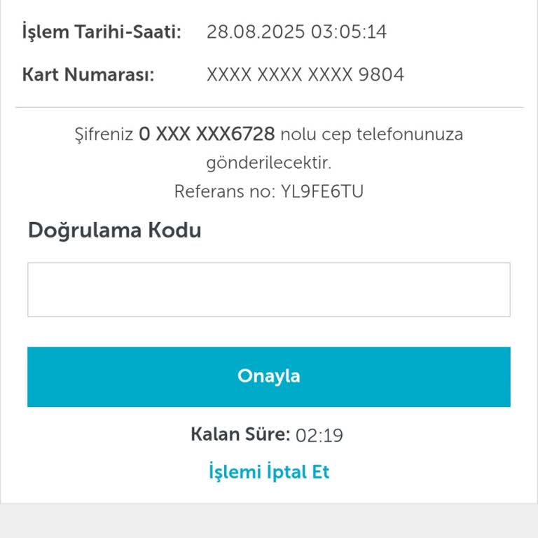 Vodafone Pay İle Online Ödeme Yaparken 3D Doğrulama SMS'i Gelmedi